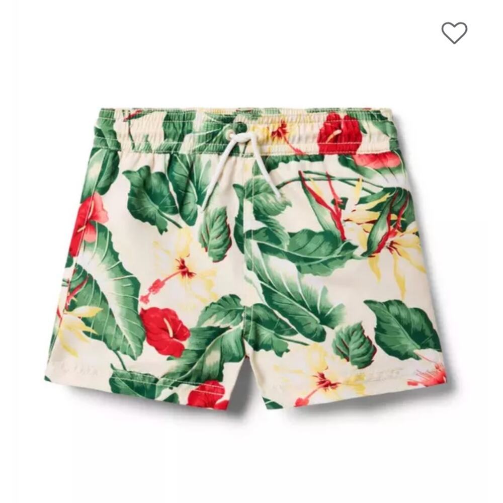 Janie and Jack Tropical Floral Swim Trunks Kids 8 UPF 50 Hibiscus Beach Resort